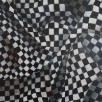 Wendy Kelly, Grid Drop 5, 2023. Oil on canvas on board 31 x 31 cm