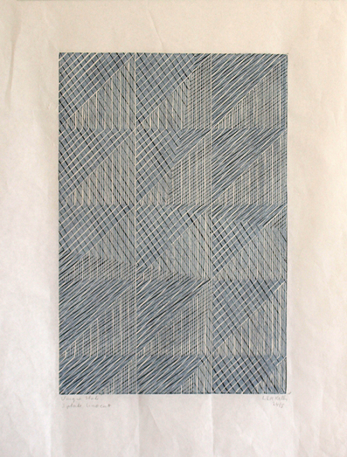 Wendy Kelly Ghost Print 14 2025. Three plate linocut Image 44.5 x 30 cm