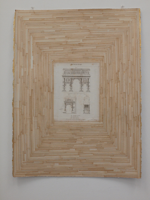Plate X 2015 Collaged antiquated book margins, Encyclopaedia illustration [circa late 1800s] and acrylic on Arches 640 GS