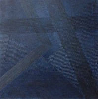 Wendy Kelly Geometric Progressions 1 2016 Acrylic oil and thread on linen 91.3 x 91.c cm